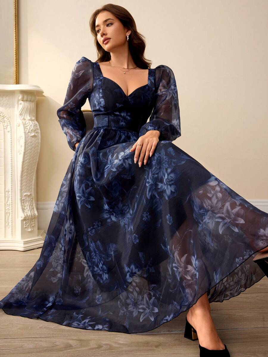 SHEIN Aveloria Rosie فستان منفوش بأزهار