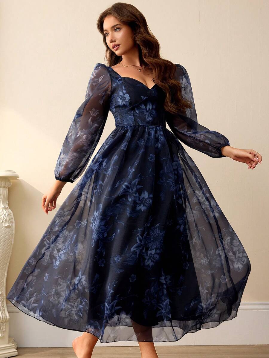 SHEIN Aveloria Rosie فستان منفوش بأزهار