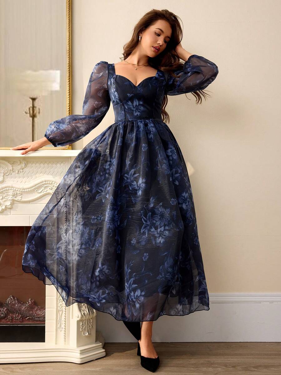 SHEIN Aveloria Rosie فستان منفوش بأزهار