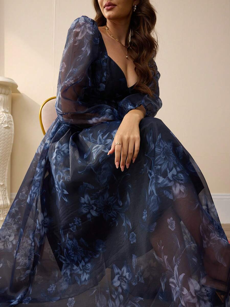 SHEIN Aveloria Rosie فستان منفوش بأزهار