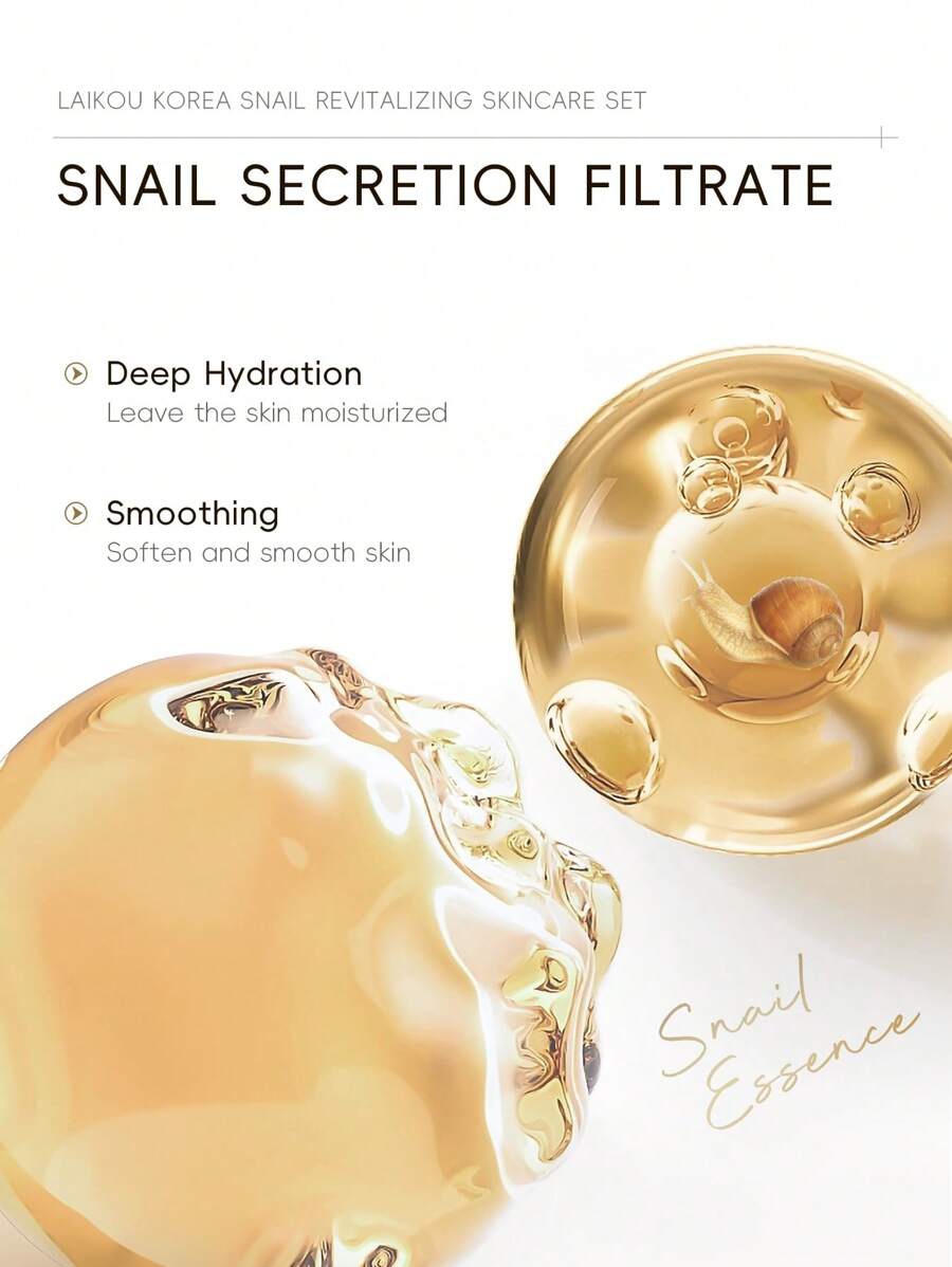LAIKOU طقم العناية بالبشرة المغذية 5 قطع (جل تنظيف، مرطب، سائل الجوهر، كريم العيون، كريم الجوهر)
