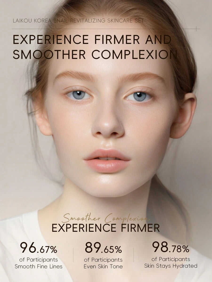 LAIKOU طقم العناية بالبشرة المغذية 5 قطع (جل تنظيف، مرطب، سائل الجوهر، كريم العيون، كريم الجوهر)