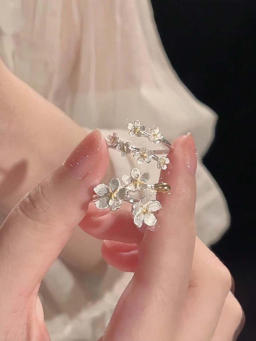 SHEIN طقم خاتم من قطعتين بتصميم زهرة