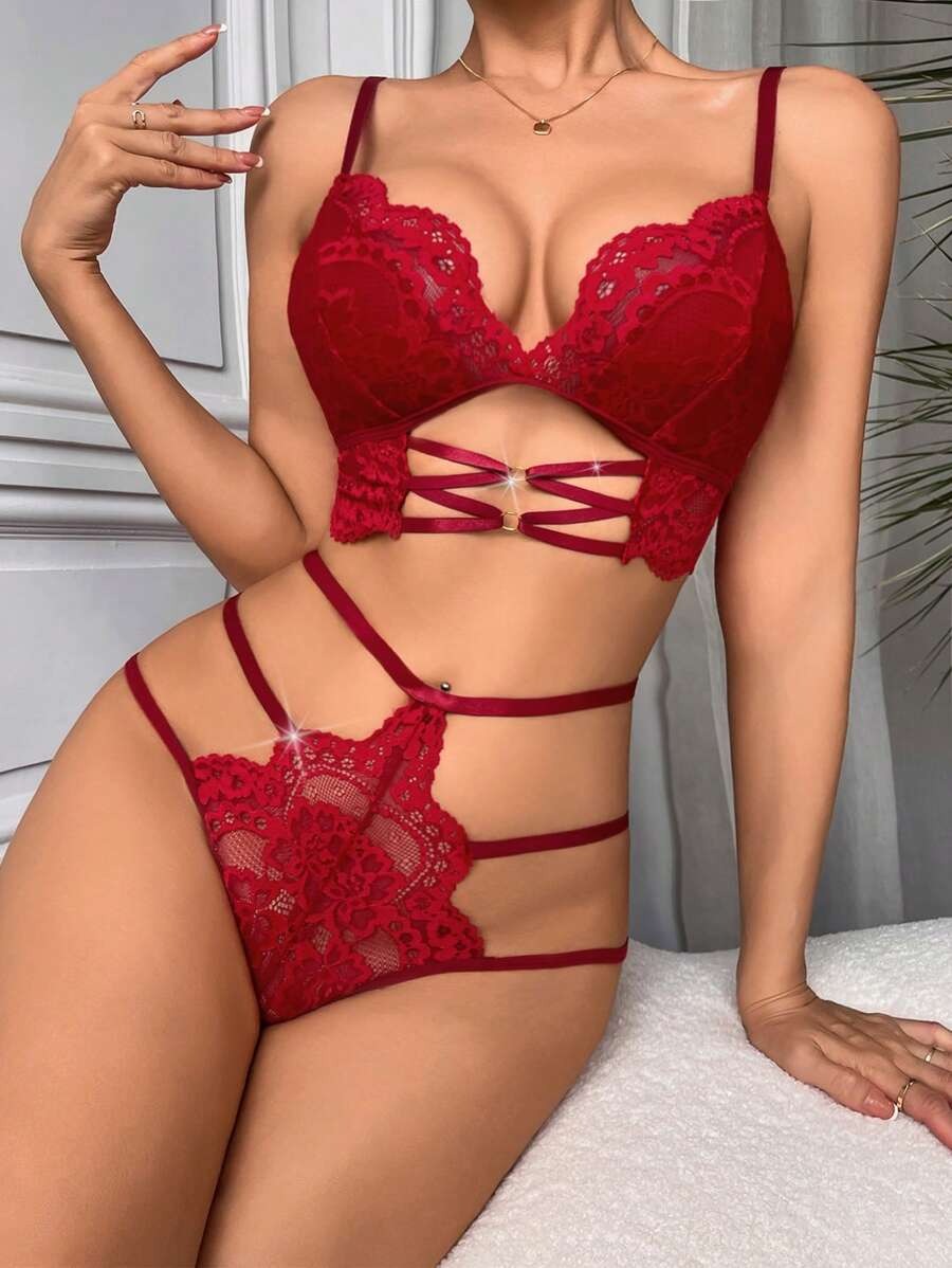 SHEIN طقم داخلي دانتيل أنثوي قطعتين