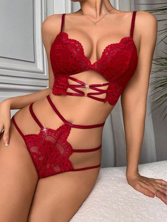 SHEIN طقم داخلي دانتيل أنثوي قطعتين