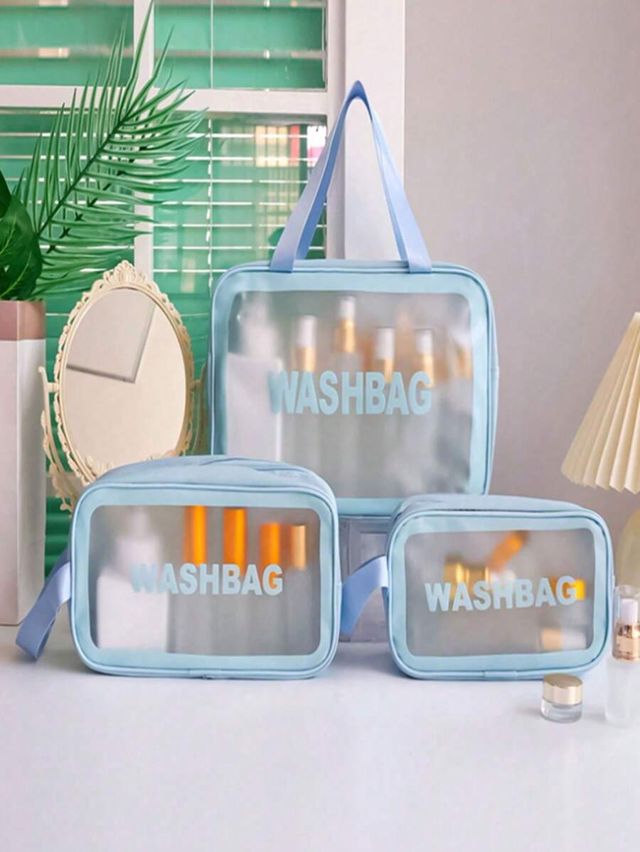 SHEIN مجموعة حقائب مكياج سفرية مقاومة للماء للتخزين والتنظيم