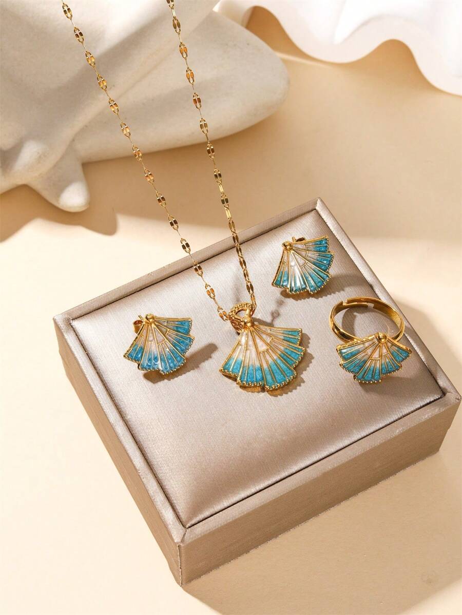 SHEIN طقم مجوهرات 3 قطع من النحاس بتصميم ذيل السمكة