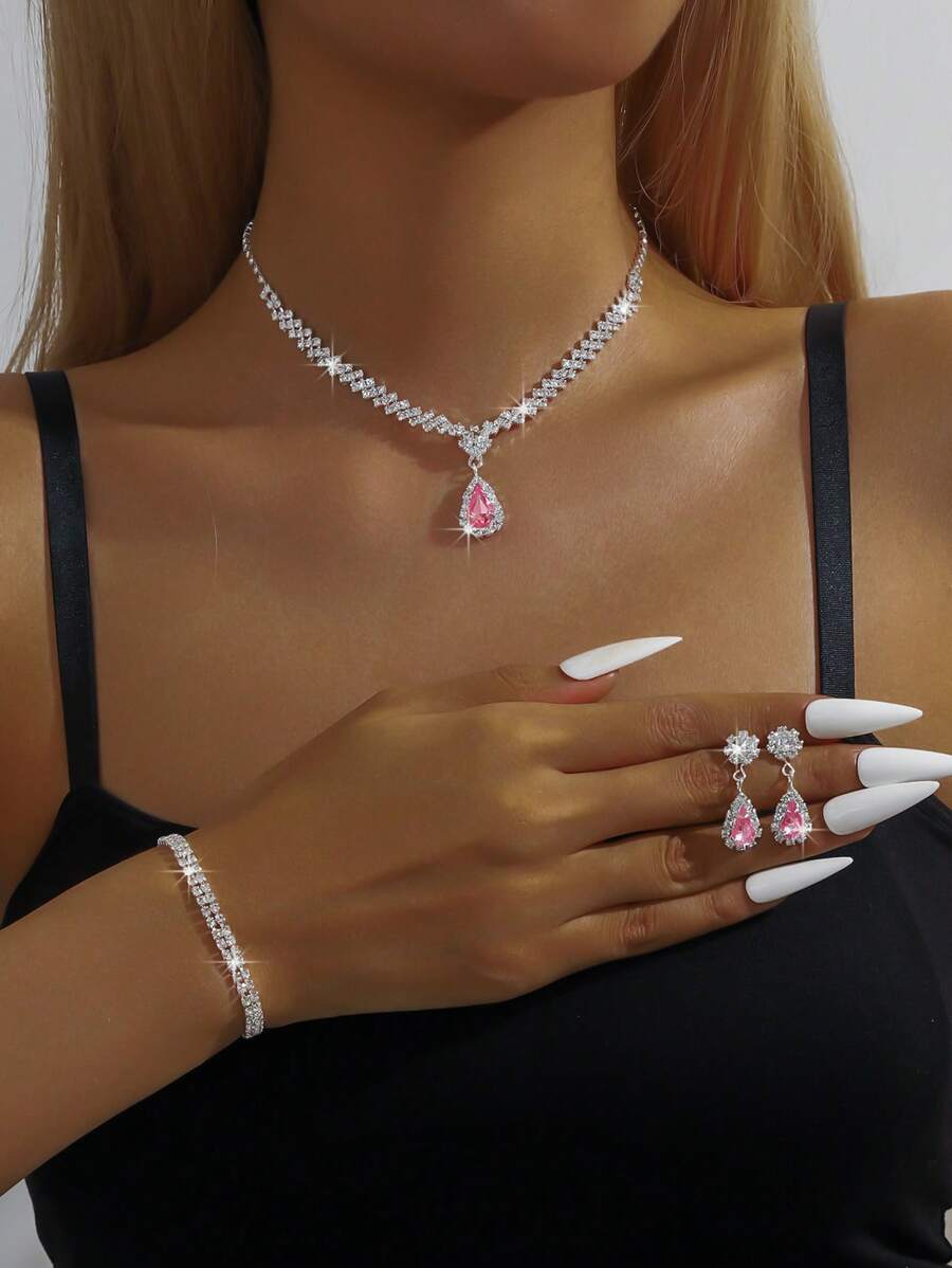 SHEIN طقم مجوهرات بشكل قطرة مائية أنيق وبسيط