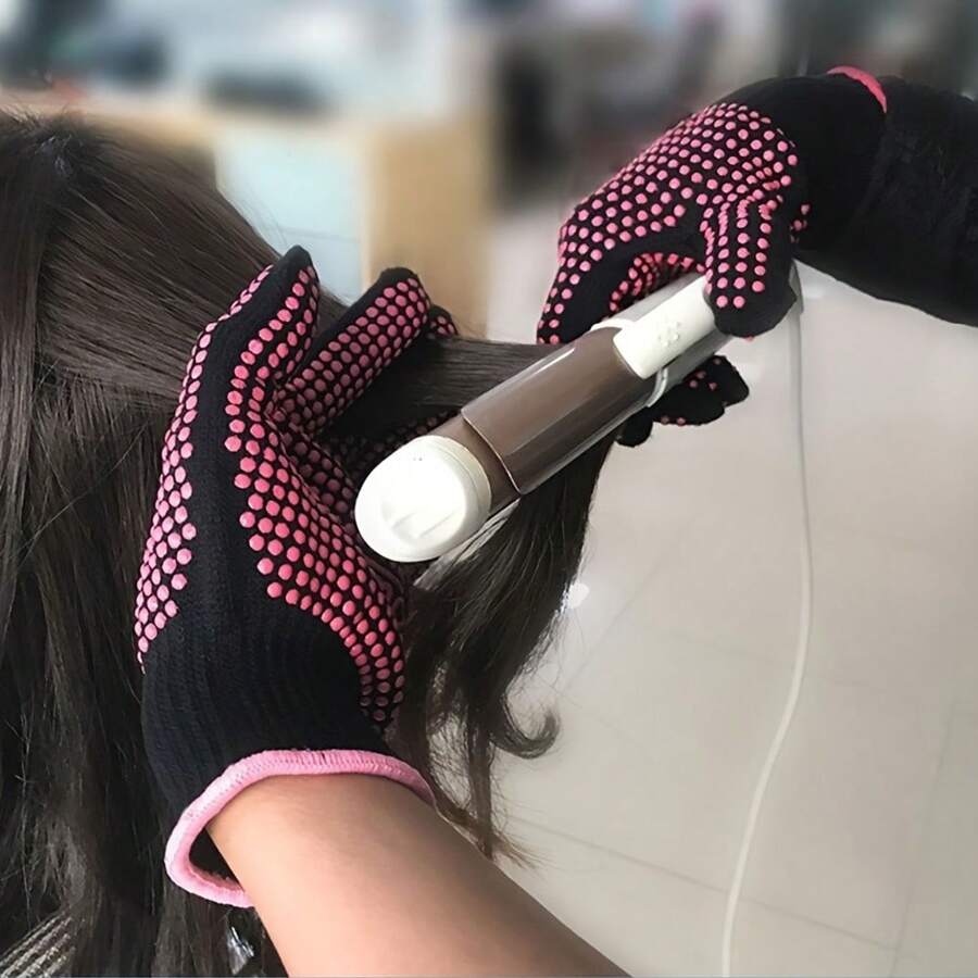 SHEIN قفاز مقاوم للحرارة بنقاط سيليكون لمكواة الشعر والتجعيد