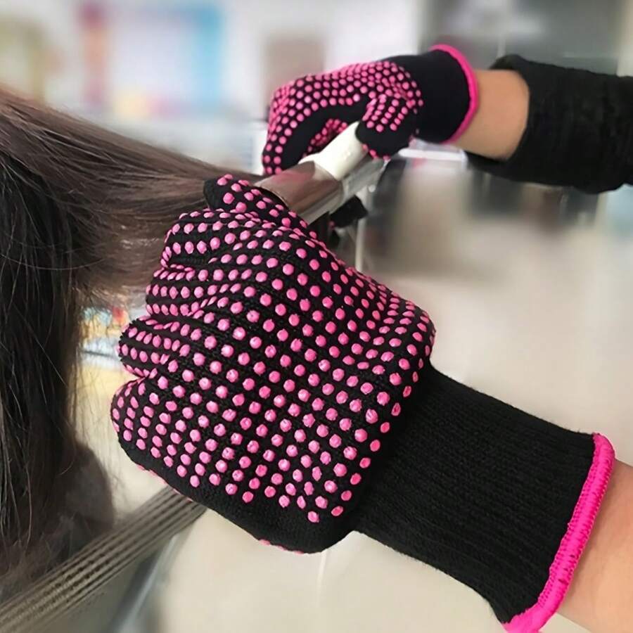 SHEIN قفاز مقاوم للحرارة بنقاط سيليكون لمكواة الشعر والتجعيد
