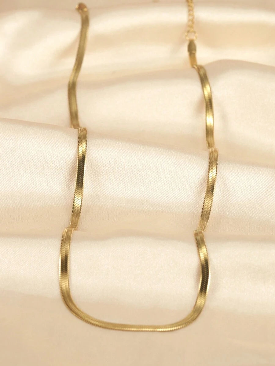 SHEIN طقم سلسلة وسوار فولاذ بتصميم عظم ثعبان