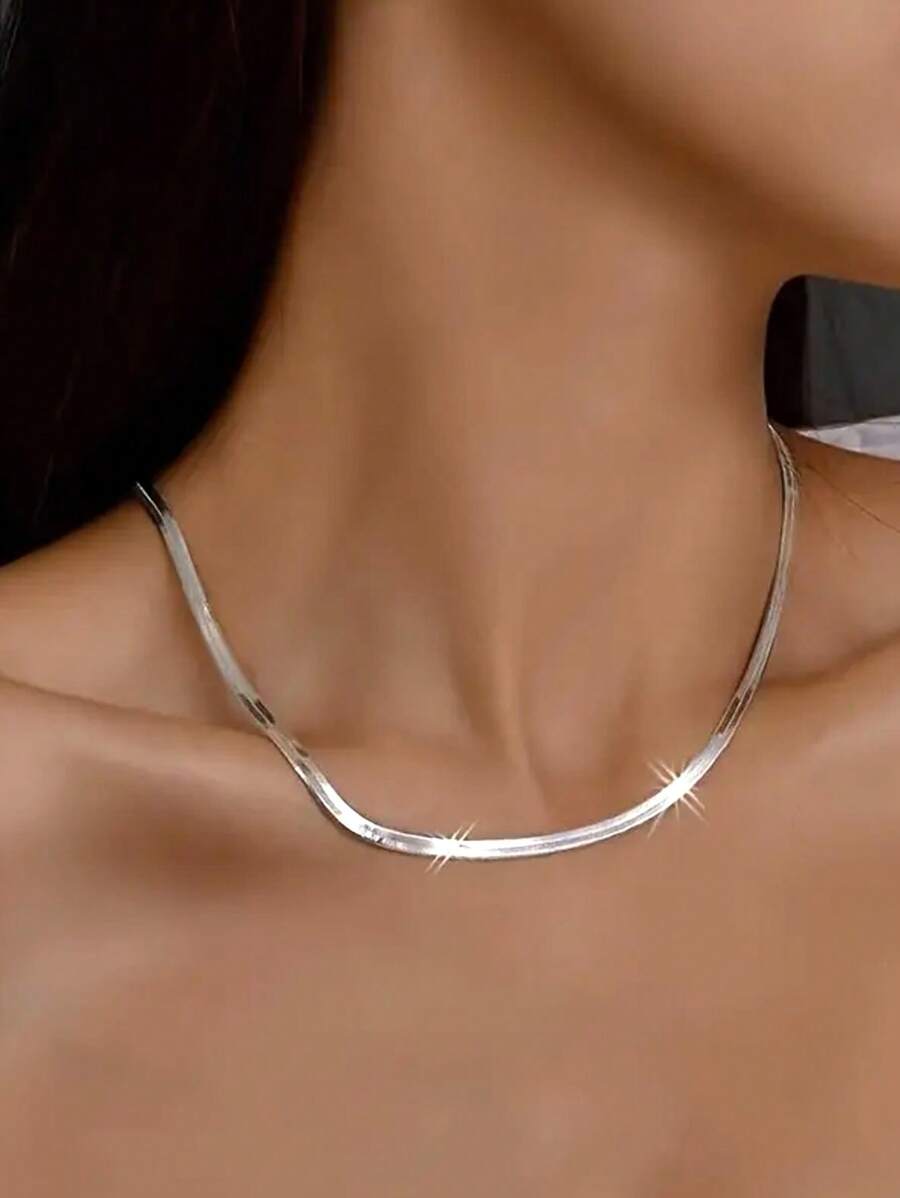 SHEIN طقم سلسلة وسوار فولاذ بتصميم عظم ثعبان