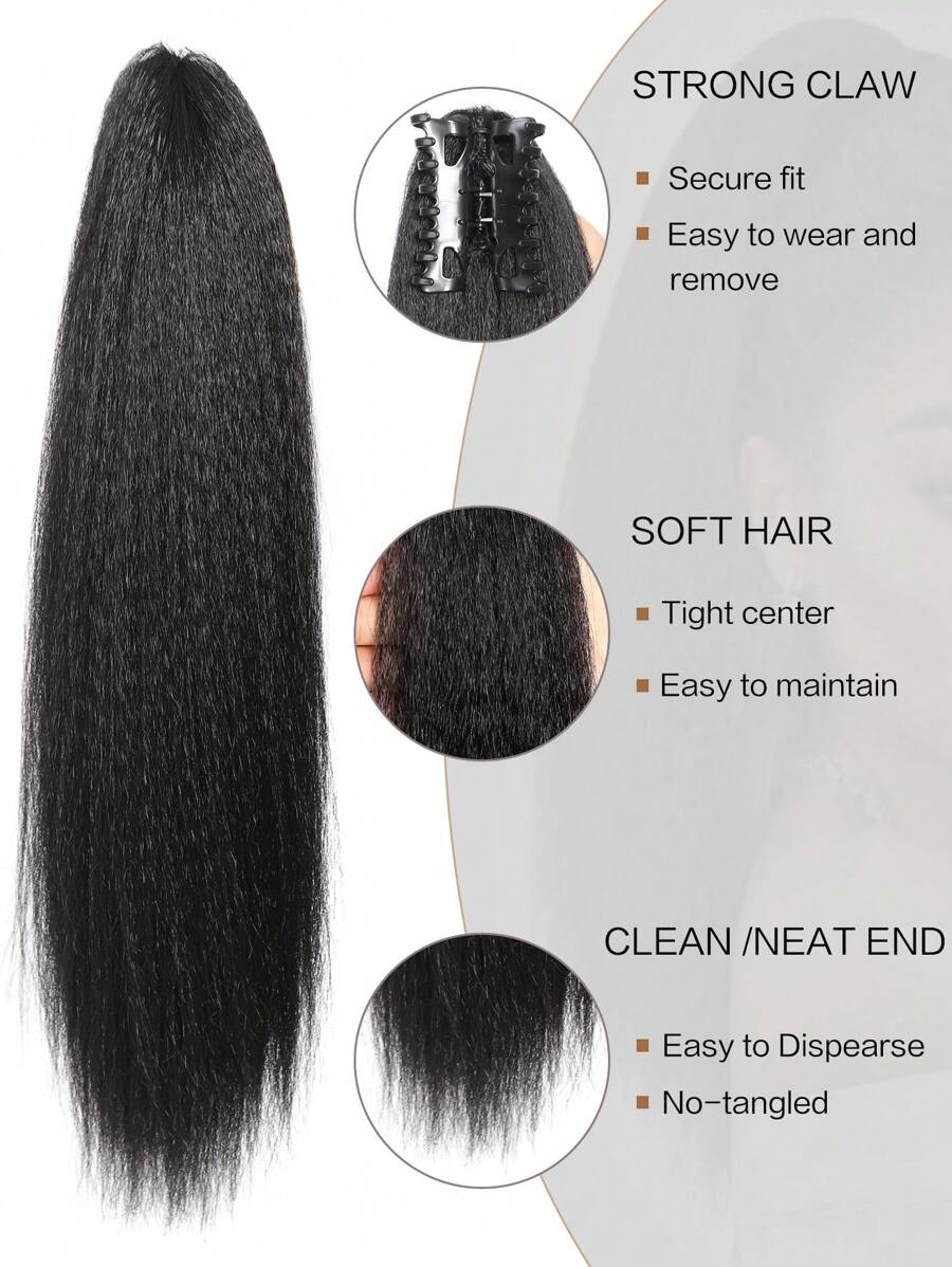 SHEIN امتداد شعر ياكي مستقيم أسود بمشبك