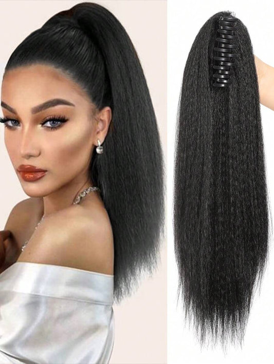 SHEIN امتداد شعر ياكي مستقيم أسود بمشبك