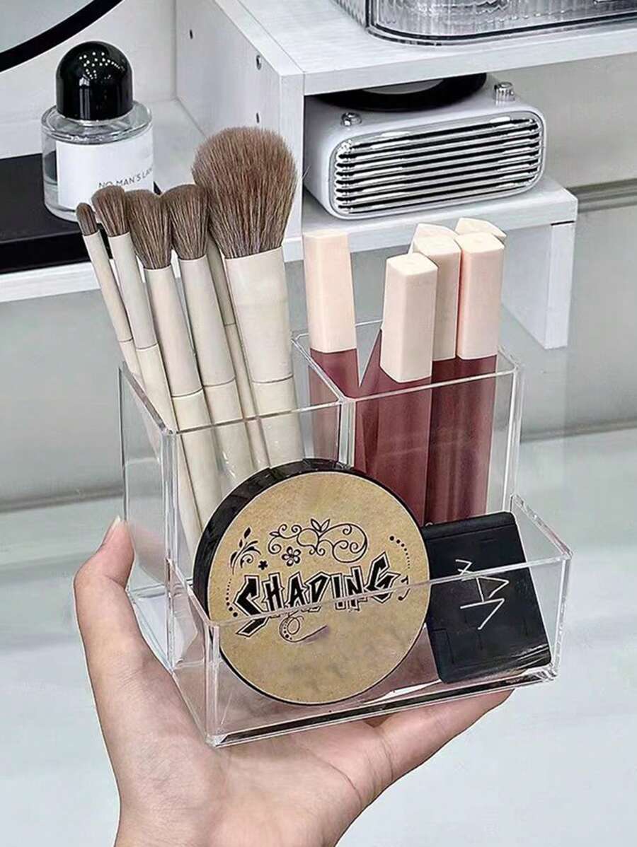 SHEIN علبة شفافة متعددة الأقسام لتخزين مستحضرات التجميل
