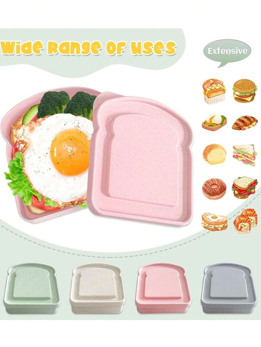 SHEIN علبة غداء من ألياف الخيزران للتوست والساندويتش