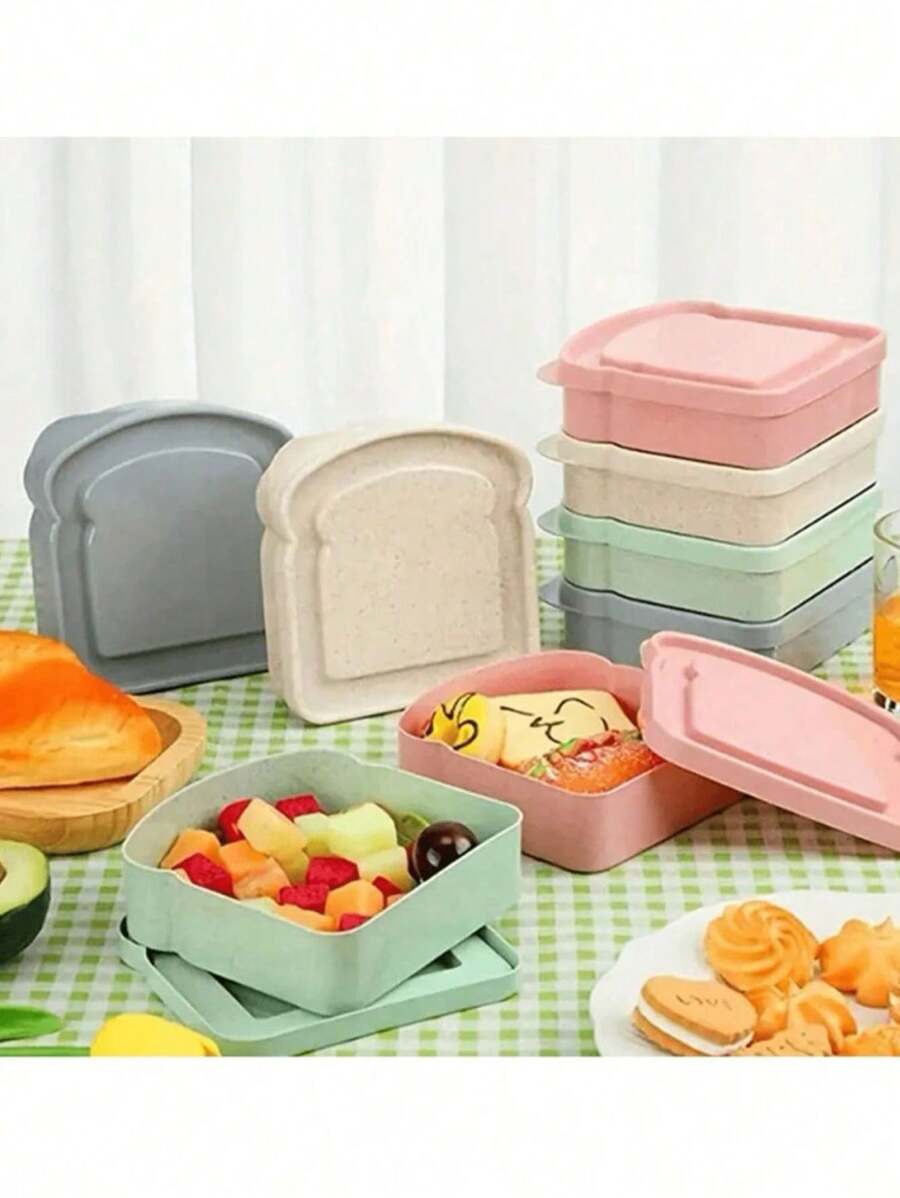 SHEIN علبة غداء من ألياف الخيزران للتوست والساندويتش