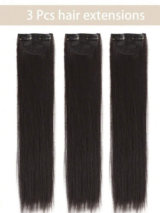 SHEIN باروكة شعر اصطناعية 3 قطع كليب ناعم مستقيم