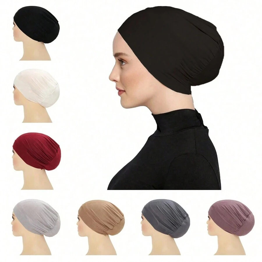 SHEIN وشاح رأس للنساء بلون واحد قبعة ناعمة وقابلة للتنفس