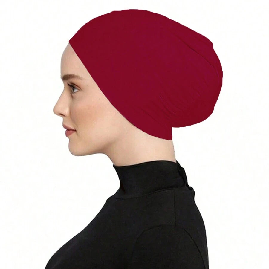 SHEIN وشاح رأس للنساء بلون واحد قبعة ناعمة وقابلة للتنفس