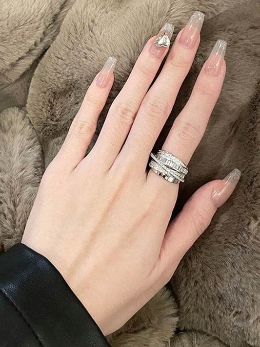 SHEIN خاتم فضي قابل للفتح فريد بتصميم عقد فاخر
