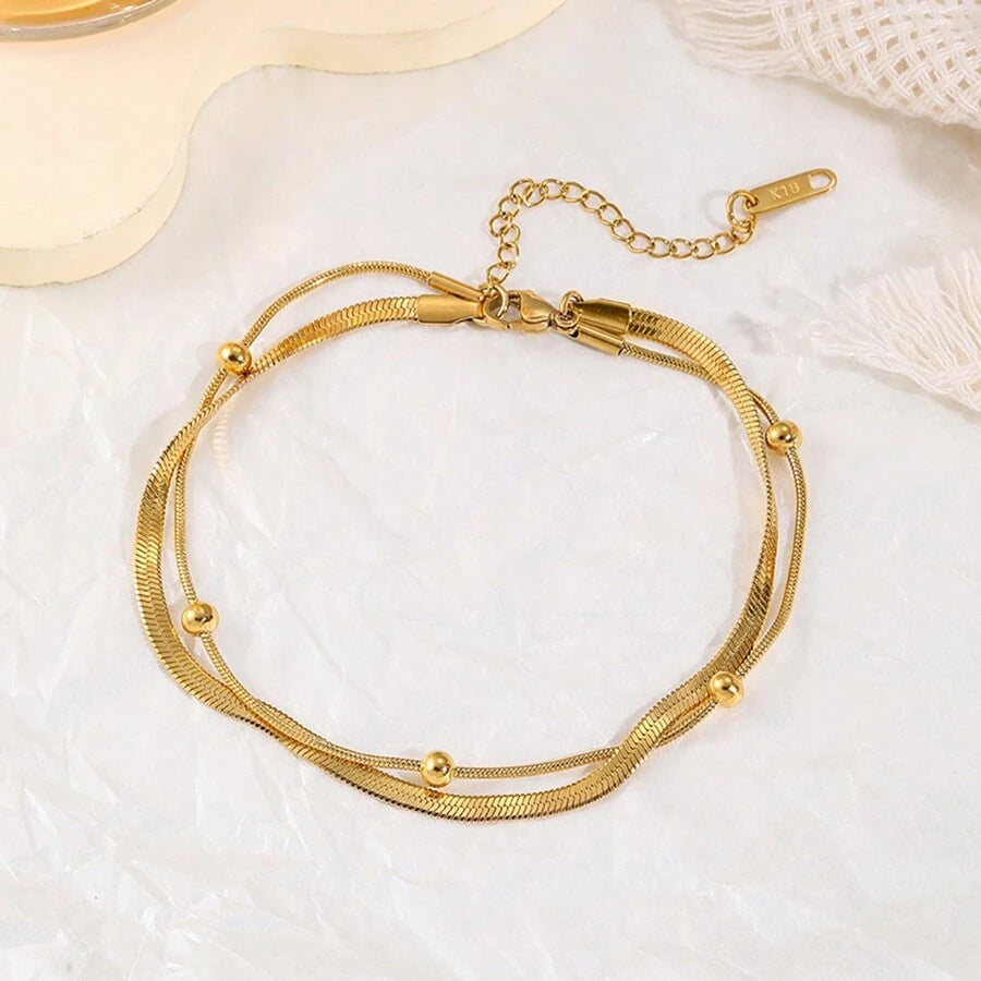 SHEIN سوار كاحل من الفولاذ المقاوم للصدأ مطلي بالذهب