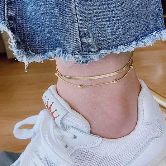 SHEIN سوار كاحل من الفولاذ المقاوم للصدأ مطلي بالذهب