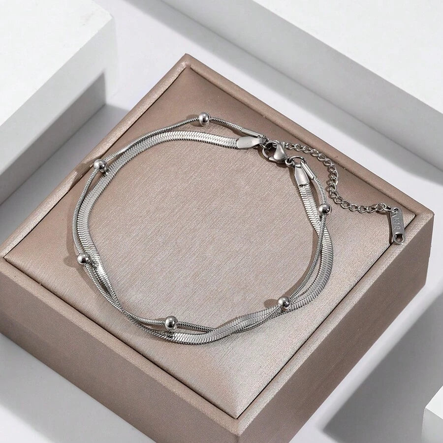 SHEIN سوار كاحل من الفولاذ المقاوم للصدأ مطلي بالذهب