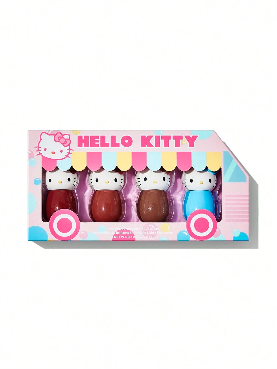 SHEGLAM Hello Kitty Poolside Perfection مجموعة ملمع شفاه 4 ألوان مرطب لامع