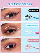 SHEGLAM Hello Kitty Make Waves White Waves آيلاينر مقاوم للماء 3 ألوان بلون