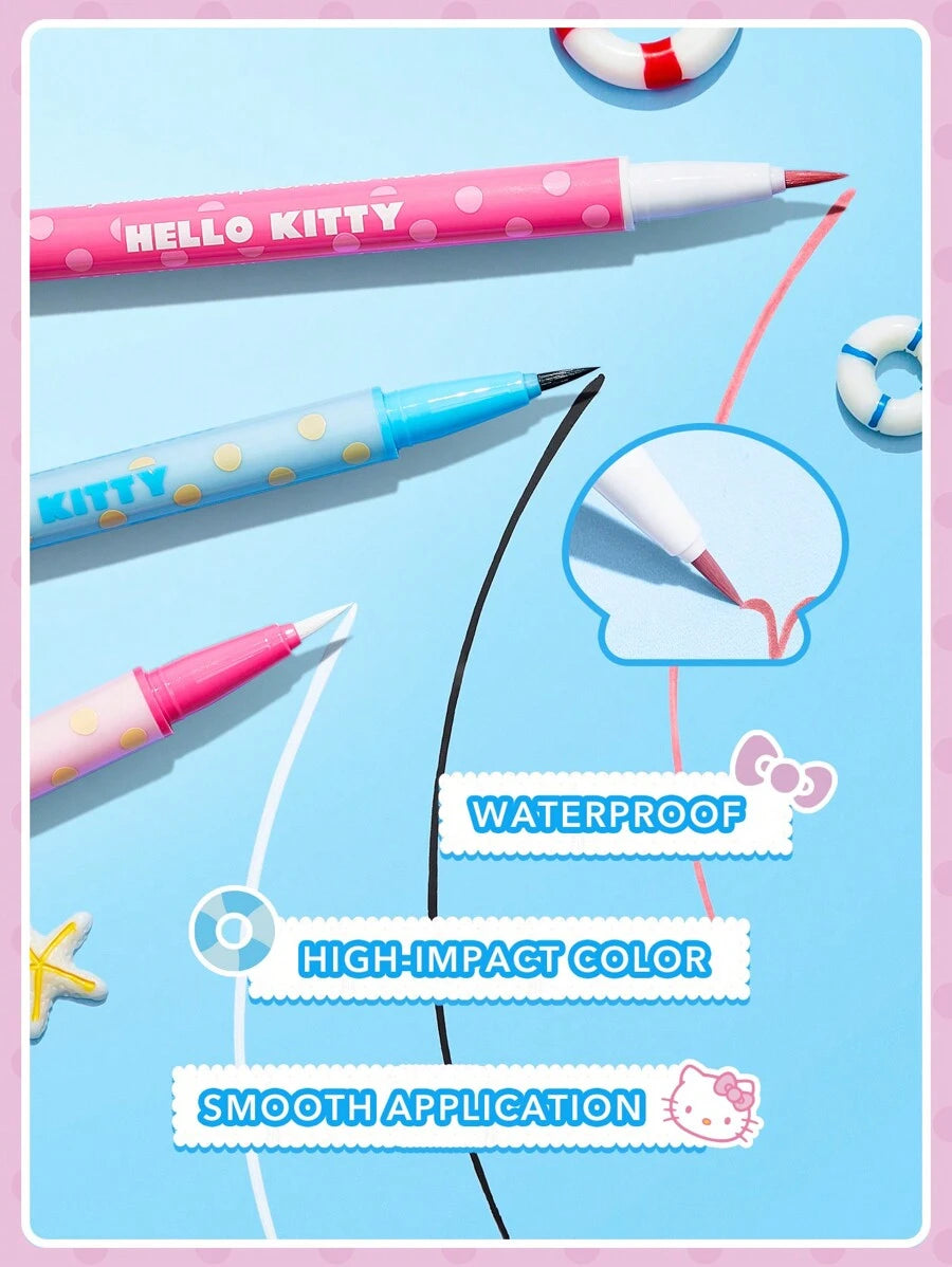 SHEGLAM Hello Kitty Make Waves White Waves آيلاينر مقاوم للماء 3 ألوان بلون