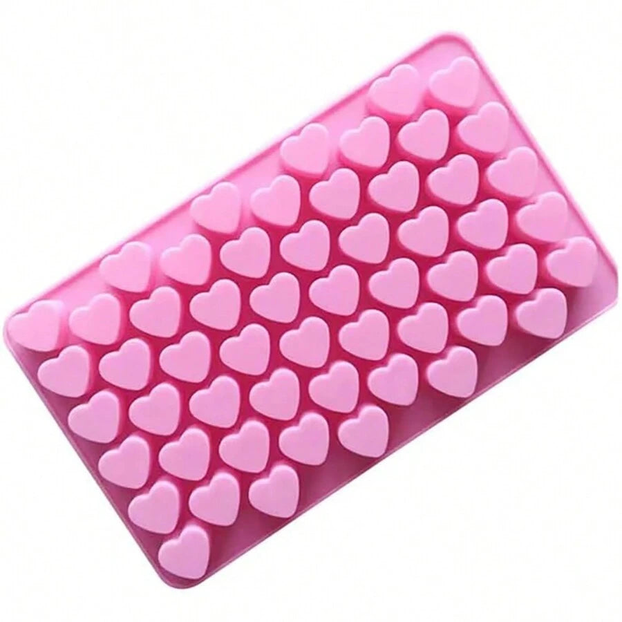 SHEIN قالب سيليكون وردي 55 تجويف على شكل قلب للحلوى