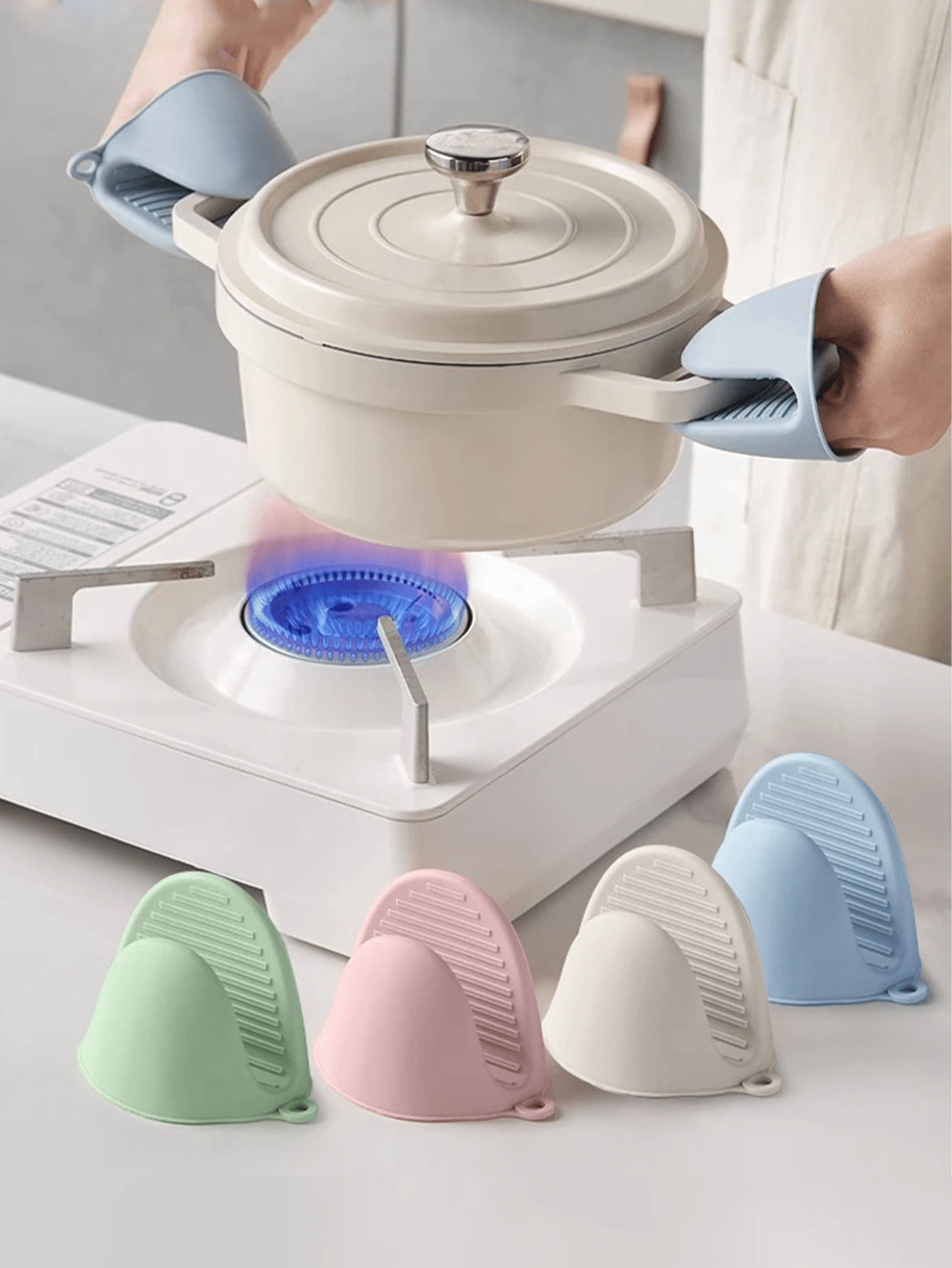 SHEIN قفازات سيليكون مقاومة للحرارة للطهي والفرن