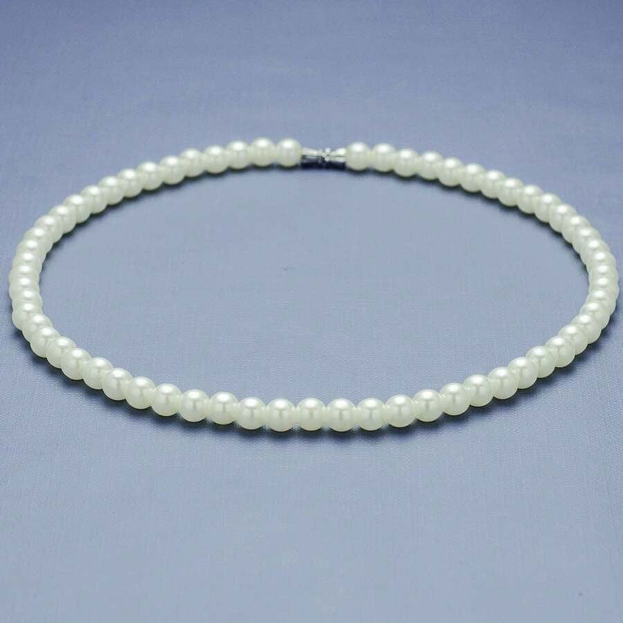 SHEIN قلادة يدوية مزينة بخرز اللؤلؤ الاصطناعي
