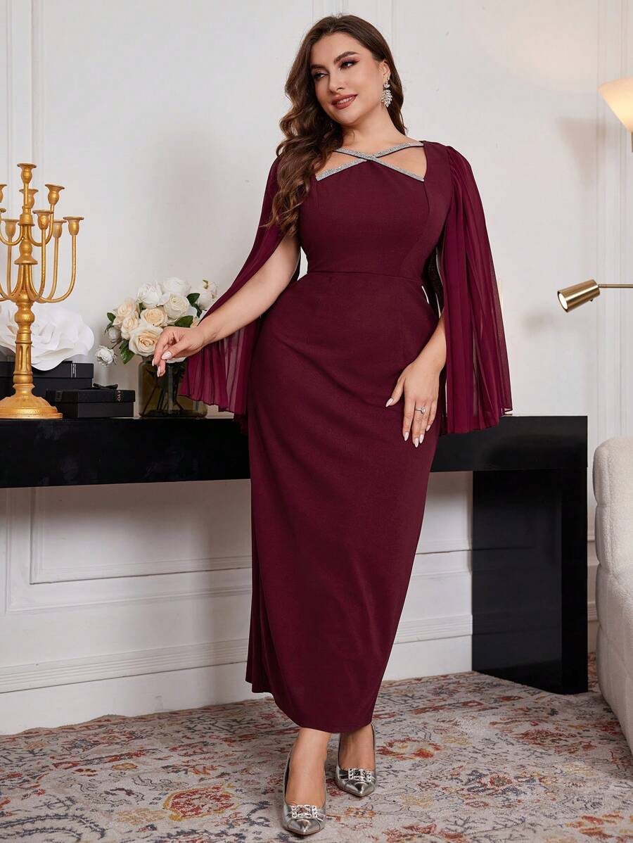SHEIN Modelyn فستان ماكسي طويل الأكمام مفصل الخصر