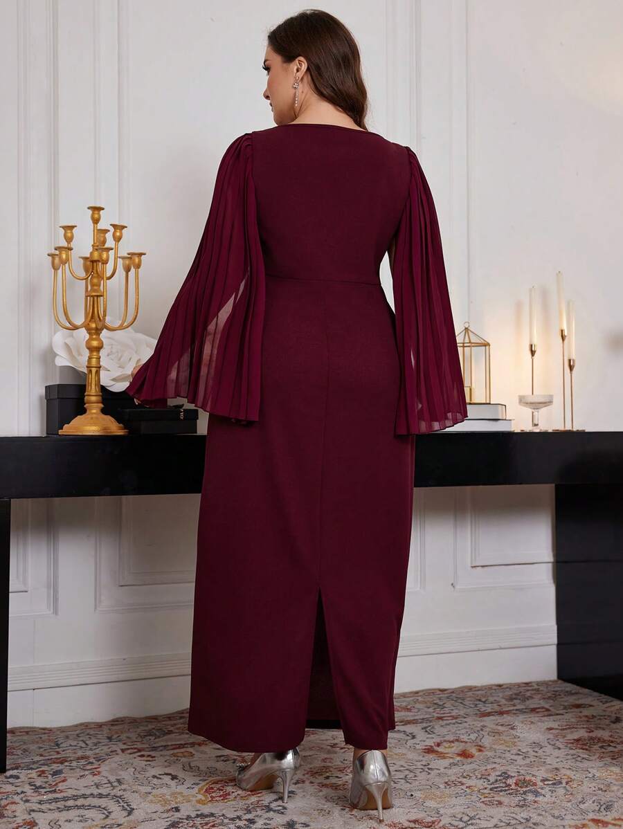SHEIN Modelyn فستان ماكسي طويل الأكمام مفصل الخصر
