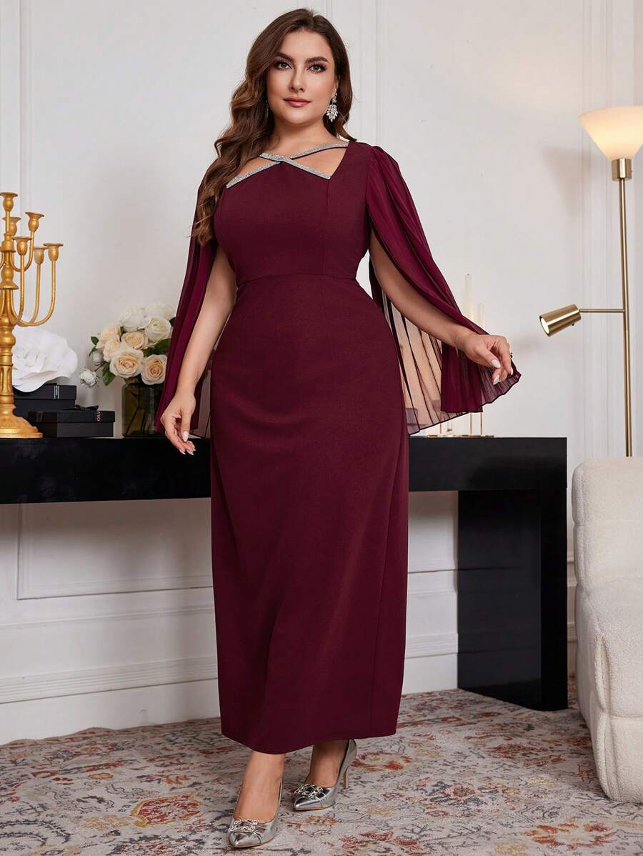 SHEIN Modelyn فستان ماكسي طويل الأكمام مفصل الخصر