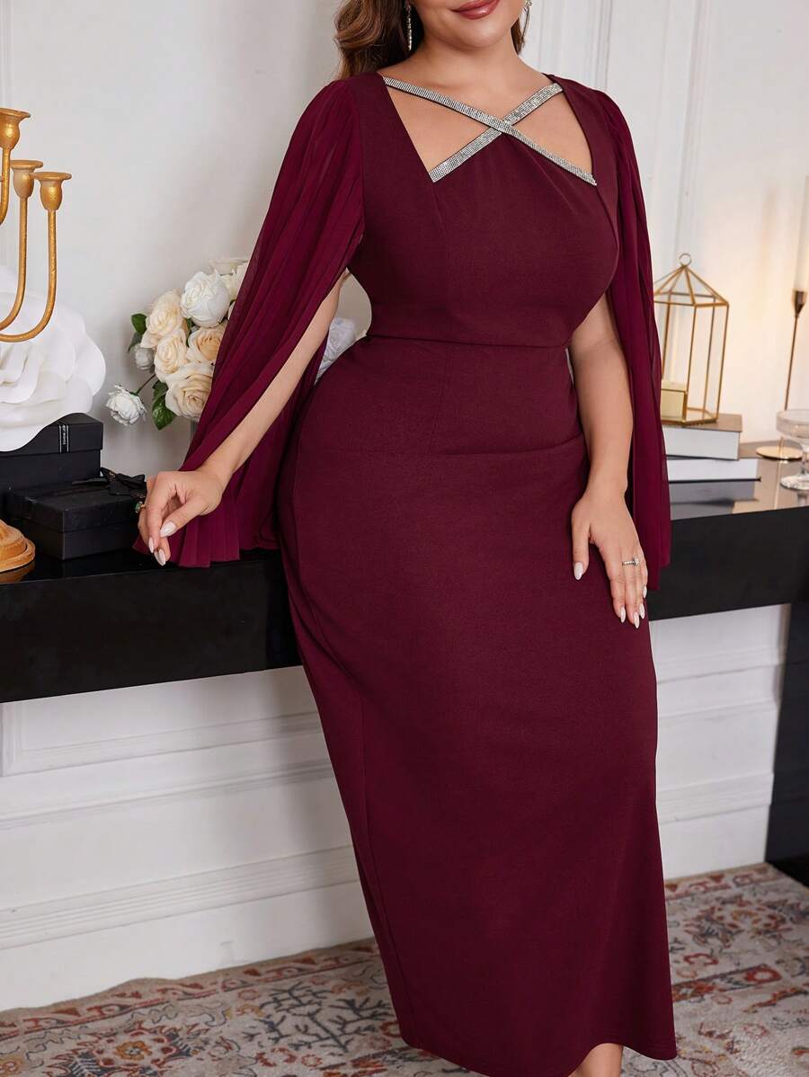 SHEIN Modelyn فستان ماكسي طويل الأكمام مفصل الخصر