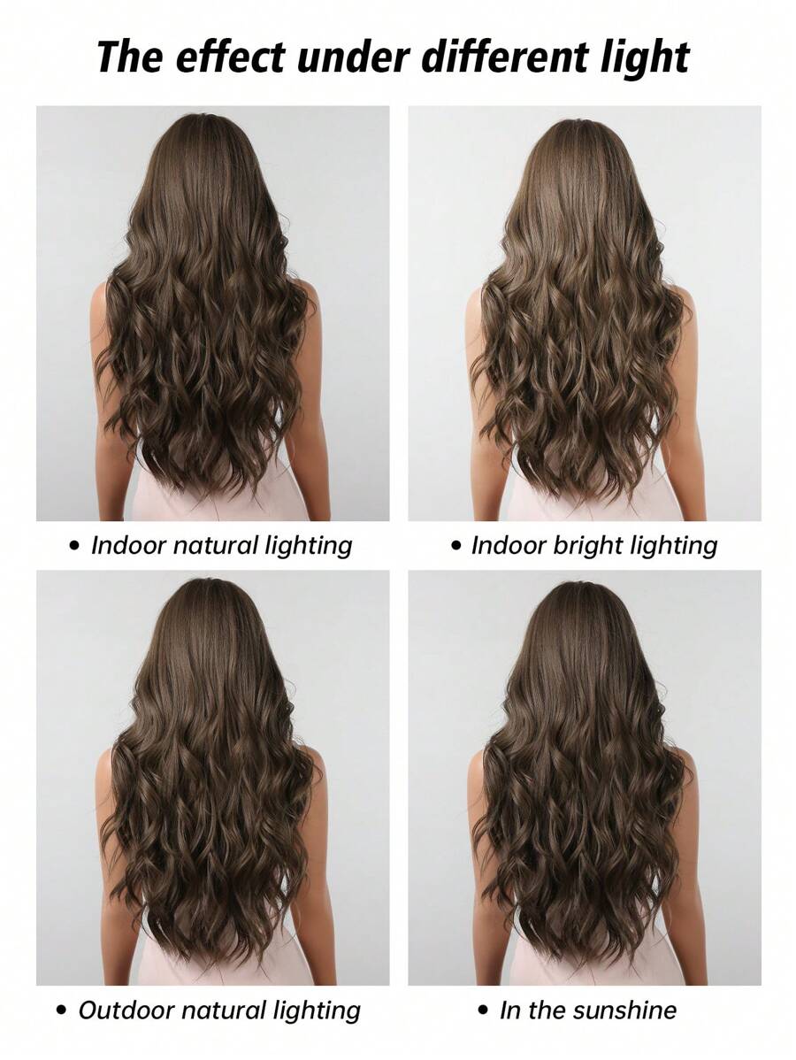 SHEIN باروكة شعر مجعد طويل 26 بوصة بني مقاومة للحرارة