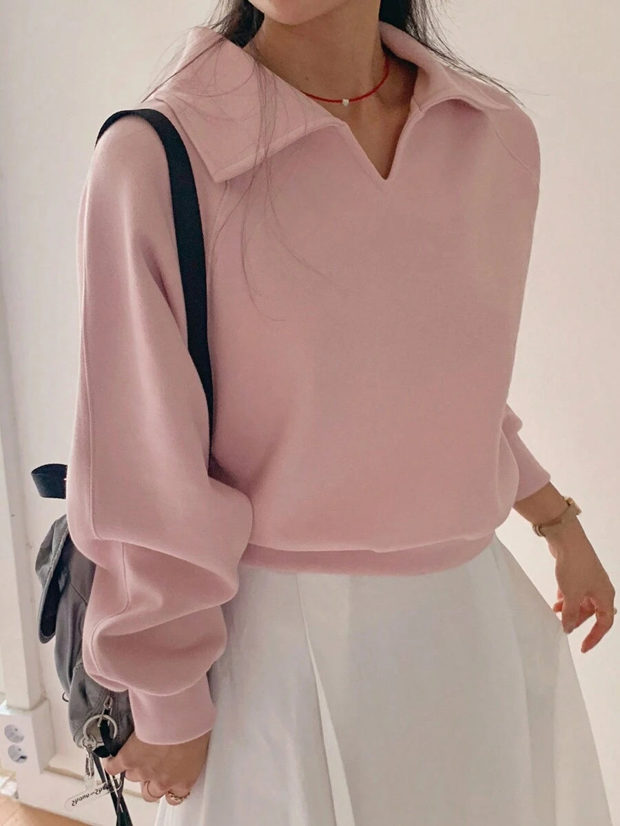 SHEIN DAZY بلوزة رياضية بياقة عالية وأكمام طويلة كاجوال