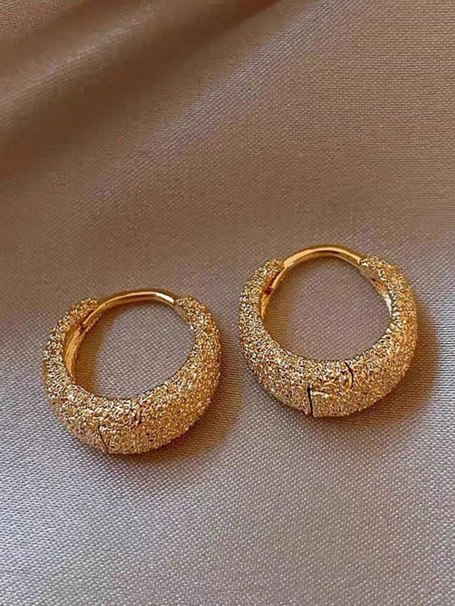 SHEIN زوج أقراط حلقة نحاسية ذهبية