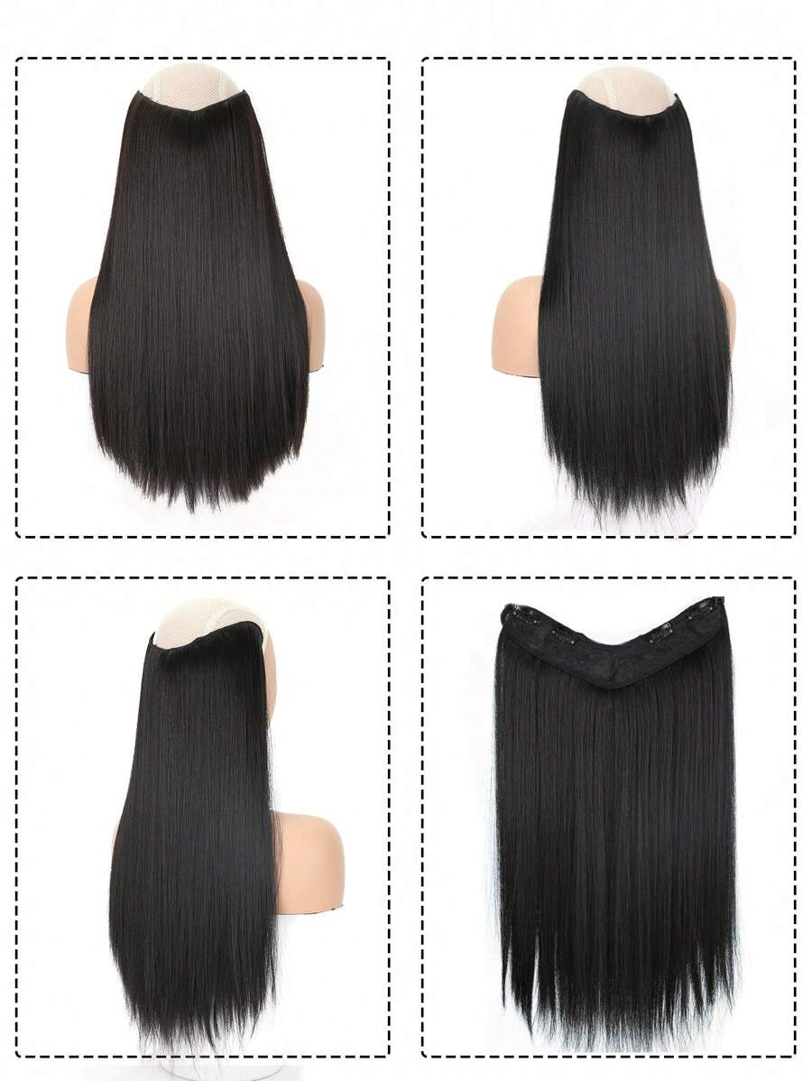 SHEIN تمديدات شعر سوداء مستقيمة بمشابك