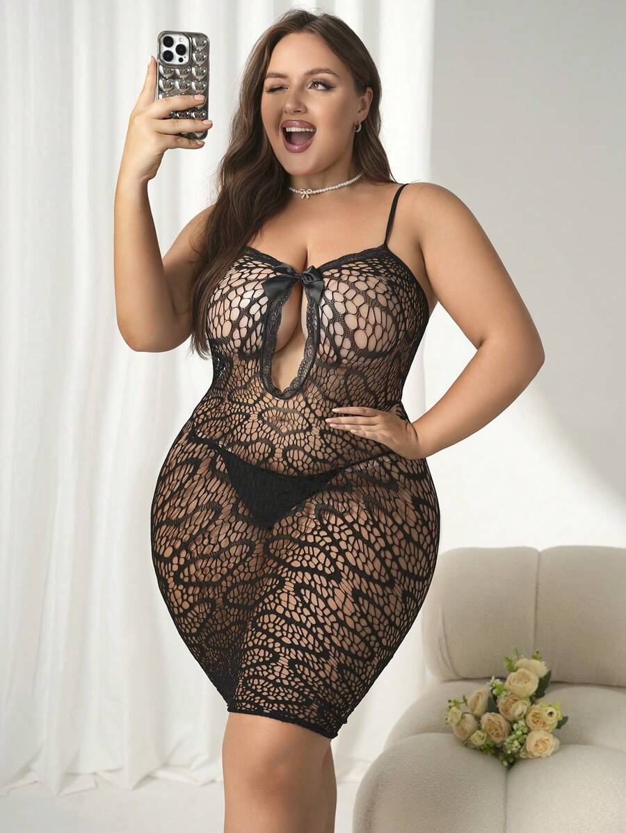 SHEIN قميص شبكي اسود قطعة واحدة