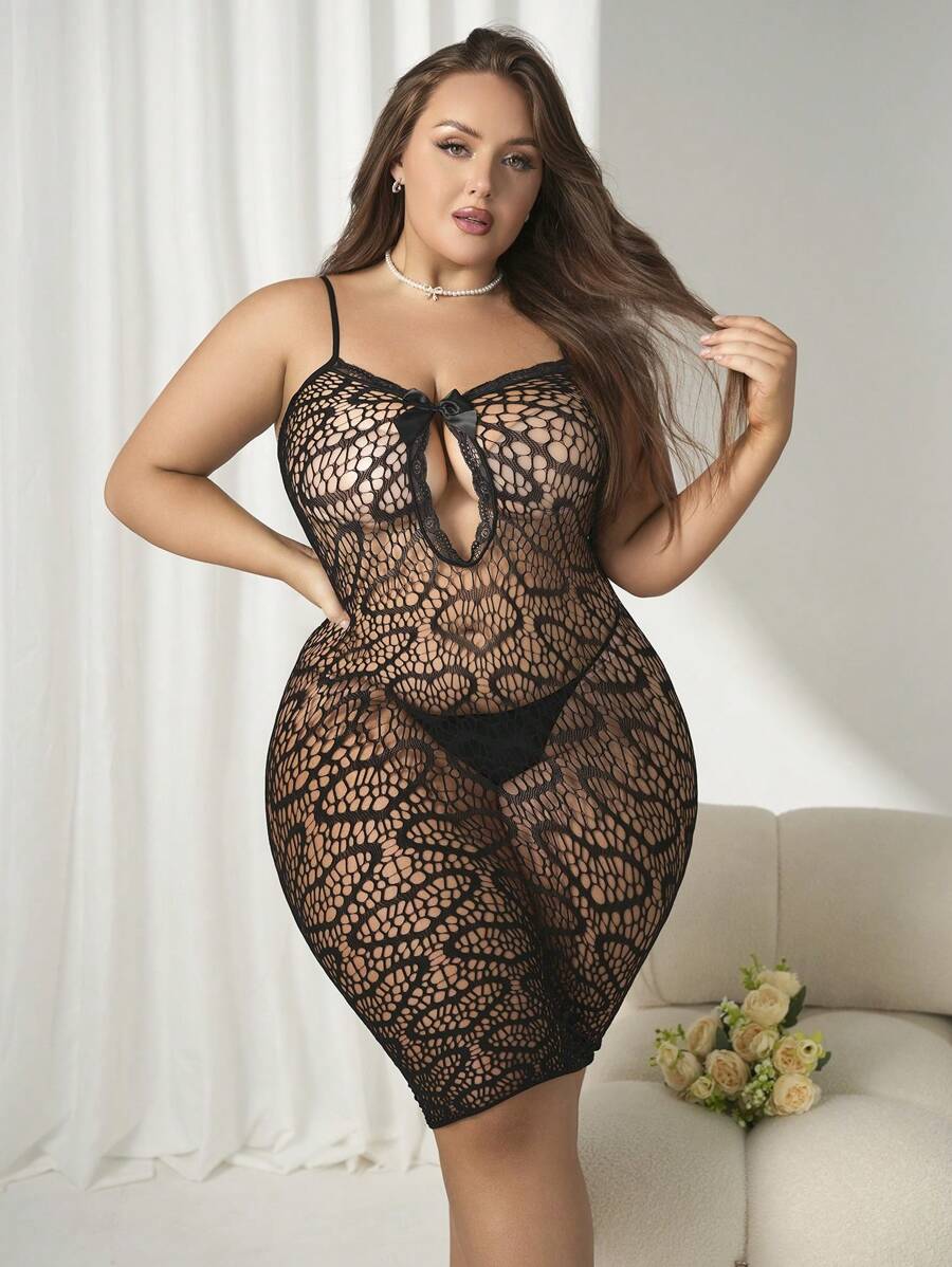 SHEIN قميص شبكي اسود قطعة واحدة