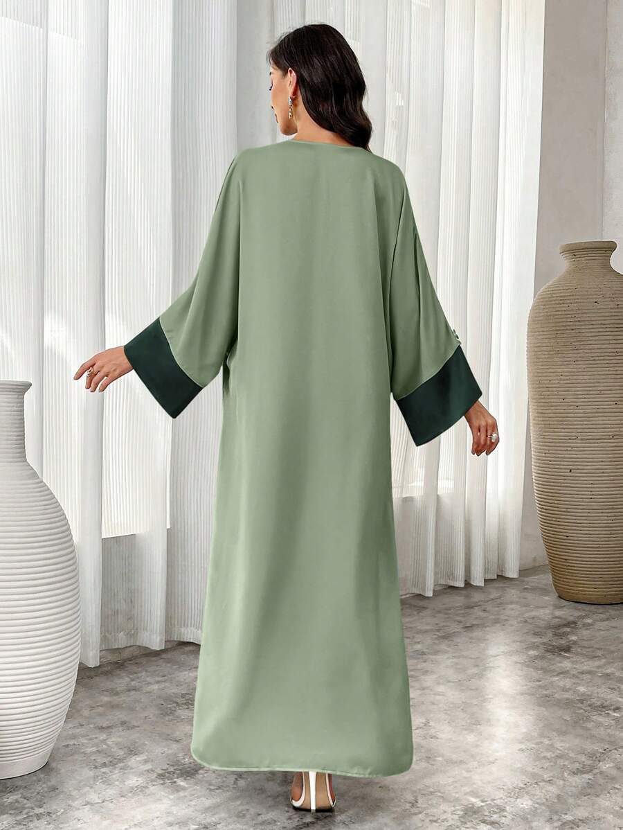 SHEIN Al Najma فستان ماكسي عربي بأكمام طويلة واسعة وصدر كشكشي