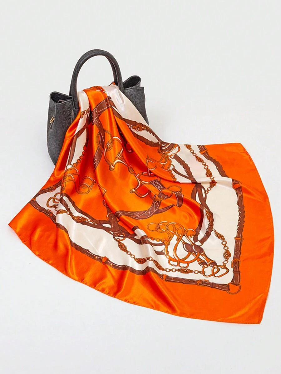 SHEIN وشاح ستان مطبوع بطراز بوهيمي أنيق