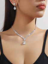 SHEIN طقم 3 قطع قلادة وأقراط بتصميم قطرة ماء