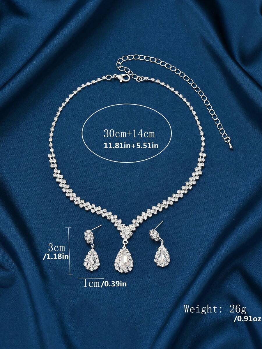 SHEIN طقم 3 قطع قلادة وأقراط بتصميم قطرة ماء