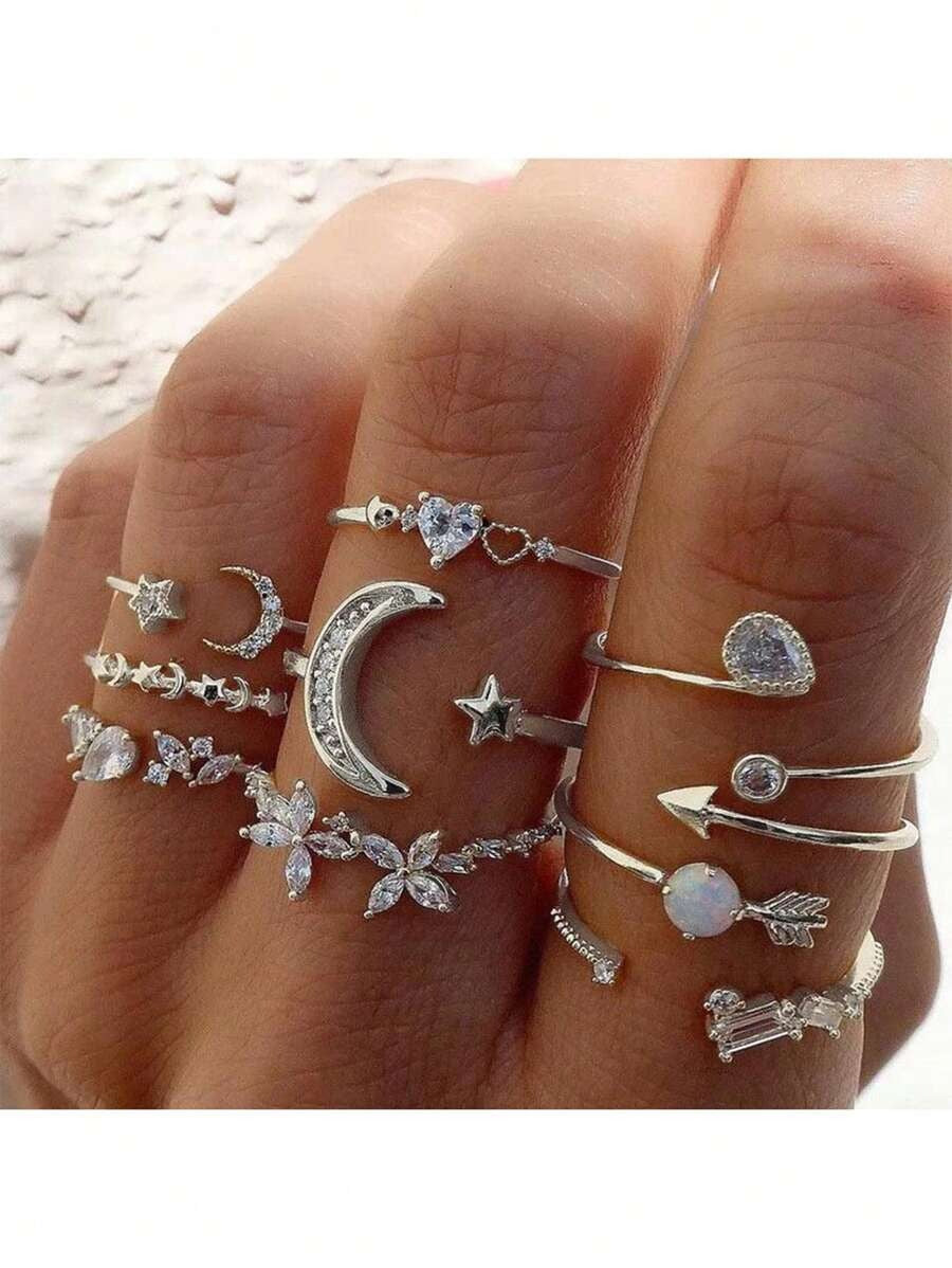 SHEIN مجموعة خواتم 9 قطع بتصاميم متنوعة