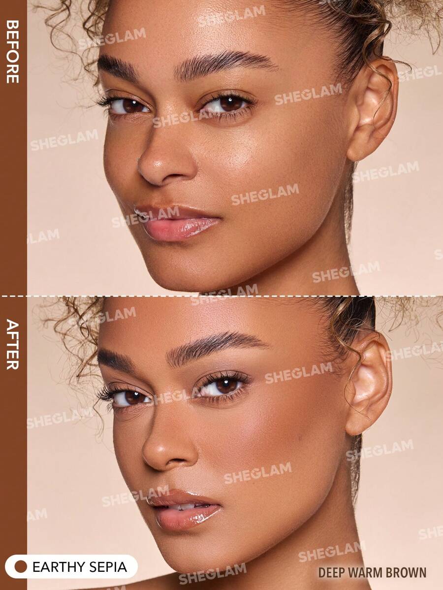 SHEGLAM Sun Beam كريم أساس سائل مطفي بني ترابي للكونتور والبرونزر